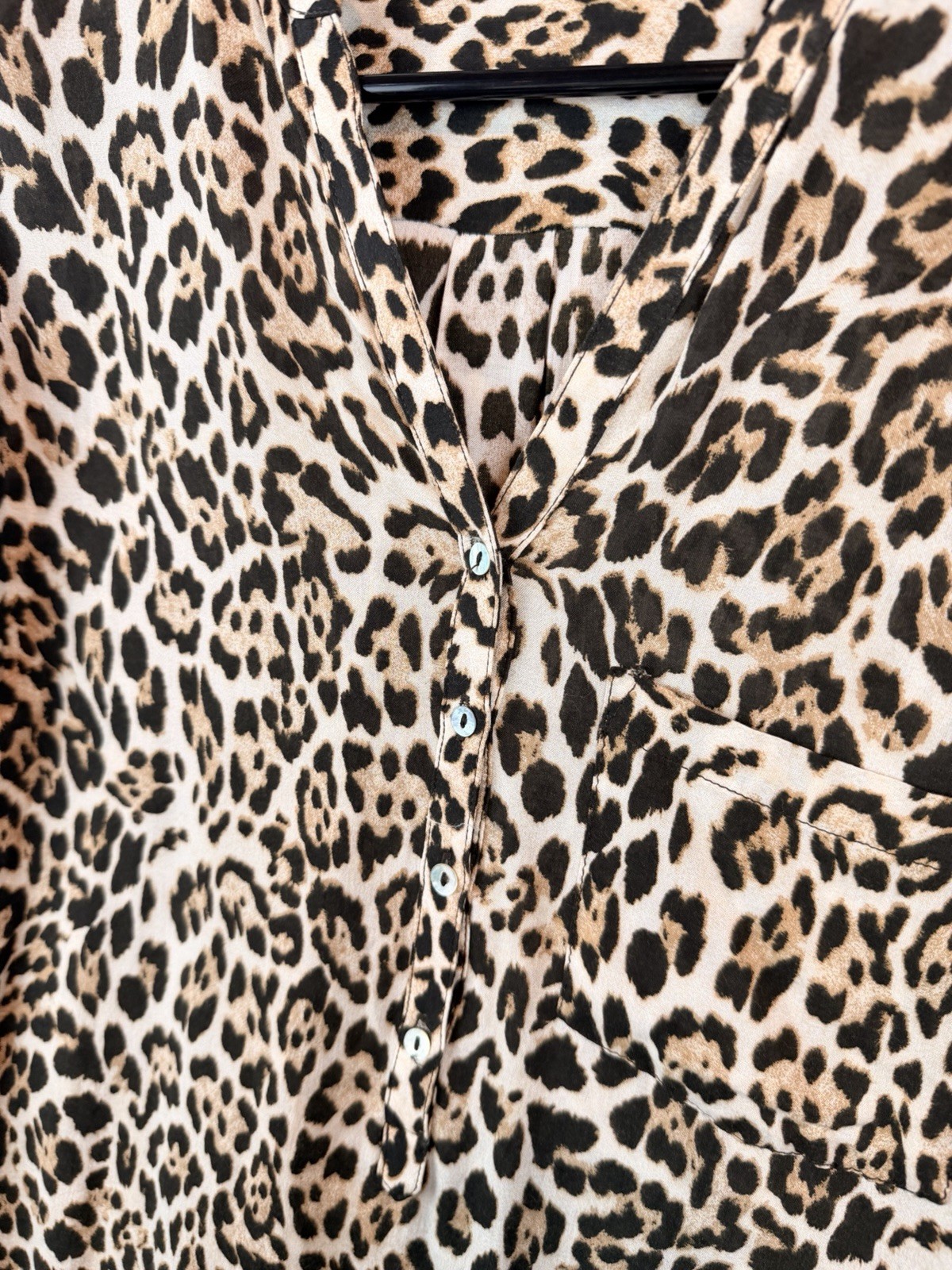 Zara Basic Animal Print Pullover 1/4 Button Long … - image 2