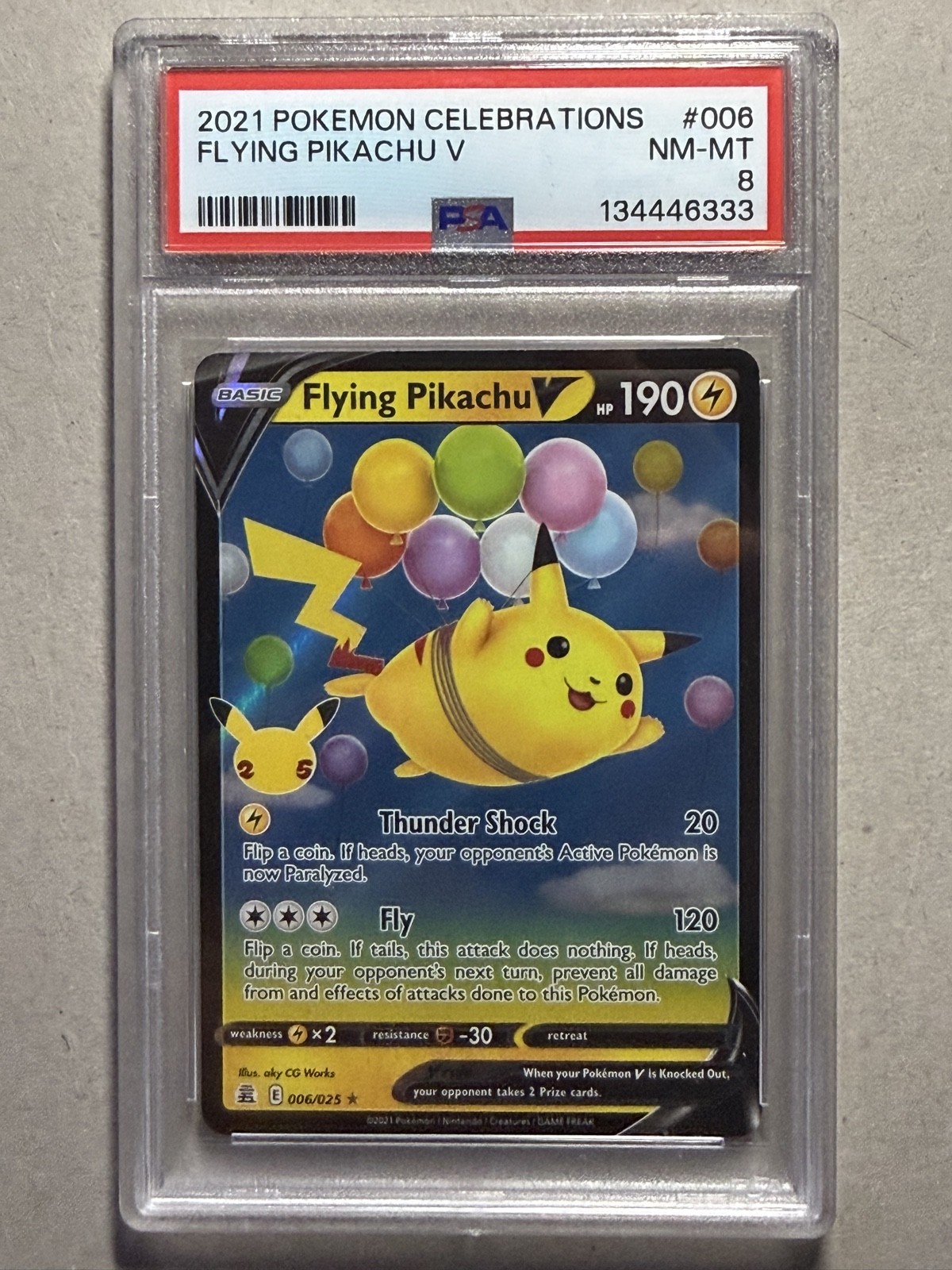 Flying Pikachu V 006/025 Celebrations Holo PSA 8