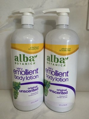 Alba Botanica Very Emollient Body Lotion Unscented 32oz Moisturizing Cream Lot 2