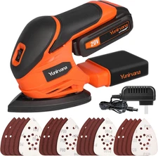 20V 1.3Ah Cordless Sander, Detail Sanders, 20Pcs Sandpapers,12000 RPM Sanders wi