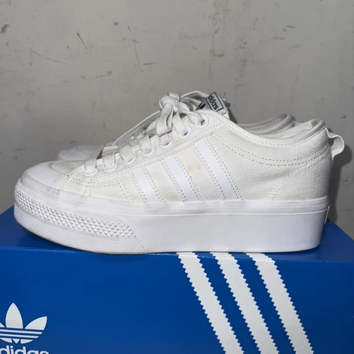 Women's Adidas Nizza Platform Shoes 'White' - Size 8, FV5322 - Picture 3 of 5