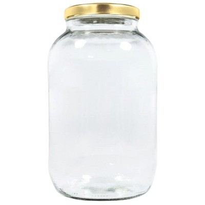 Mikken Glasdose XL 3400 ml mit Schraubdeckel gold mit Etikett