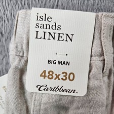  89 NEW Caribbean Roundtree Linen Pants Men 48 x 30 Coastal Comfort Beige