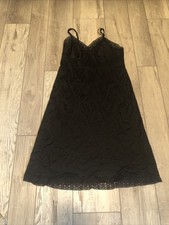 Vintage Vanity Fair Maxi Slip Dress Nightgown Womens 40 Black Nylon Lace