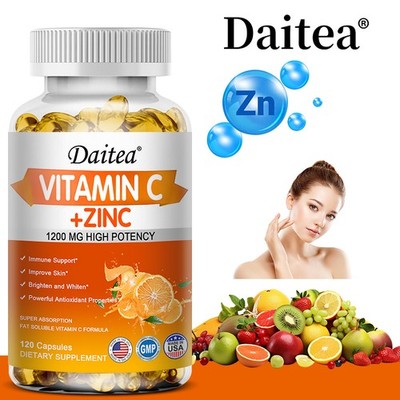 Vitamin C + Zinc - 1200mg - Anti-Aging - Collagen - Skin Whitening -120 Capsules