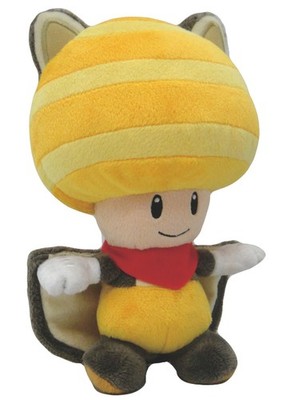 Little Buddy Super Mario Flying Squirrel Toad Yellow 8'' Plush Official 1314 New
