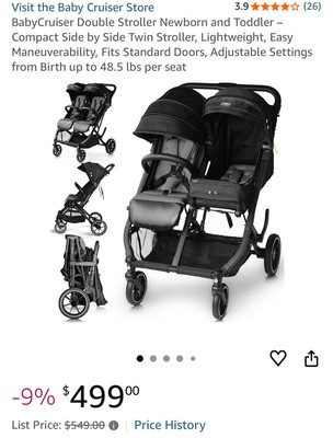 NEW IN BOX Baby Cruiser Double Stroller Newborn and Toddler Compact Side by Side