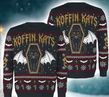 Koffin Kats Band Merry Christmas Xmas Gift Ugly Sweater Full Size ED731