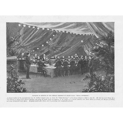 HMS SOVEREIGN Banquet in Honour of The German Emperor - Antique Print 1895