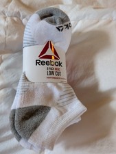 Reebok Cushion Low Cut Performance Training Socks White grayMens 10-13 8Pack NEW