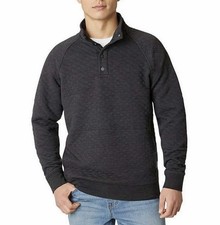 Eddie Bauer Quilted Quarter Zip Snap Up Pullover Sz XL Pocket Charcoal Gray