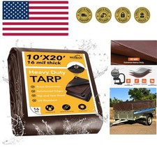 Tarp 10x20FT, 16 Mil Heavy Duty Large Tarps, Waterproof Tarp with Brass Gromm...