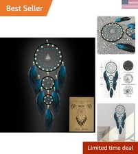 Blue  Black Dream Catcher with Glow-in-the-Dark Beads - Perfect Gift Decor