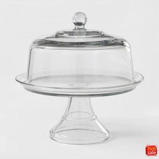 Classic 2pc Glass Cake Stand with Dome, Clear Glass Round Cupcake Display