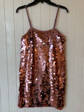 Pink Large Sequin Adjustable Spaghetti Strap Dress NWT Size Small