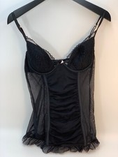 Victoria  s Secret Lingerie Chemise Slip Babydoll Black Nylon Sz 36B