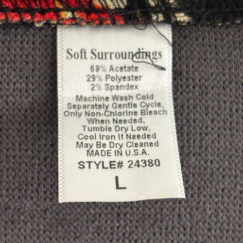 Soft Surroundings Kimono Jacket Womens L Black One Button Floral Asian Trim - Picture 6 of 8