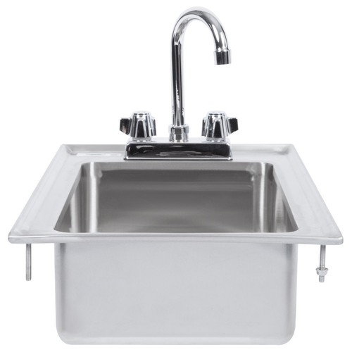 10" x 14" x 5" 16-Gauge Stainless Steel One Compartment Drop-In Sink w Faucet - Afbeelding 1 van 7