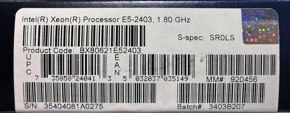Intel BX80621E52403 SR0LS Xeon E5-2403 10M Cache, 1.80 GHz, 6.40 GT/s QPI NEW - Image 2 of 2