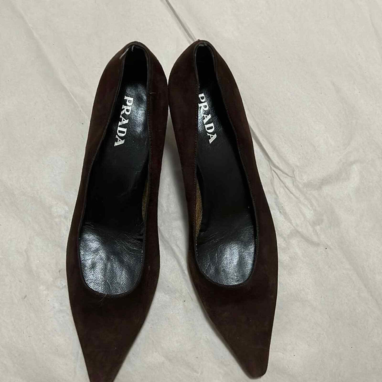 PRADA SUEDE CAP TOE POINTED TOE SHOES SIZE 38 - image 1