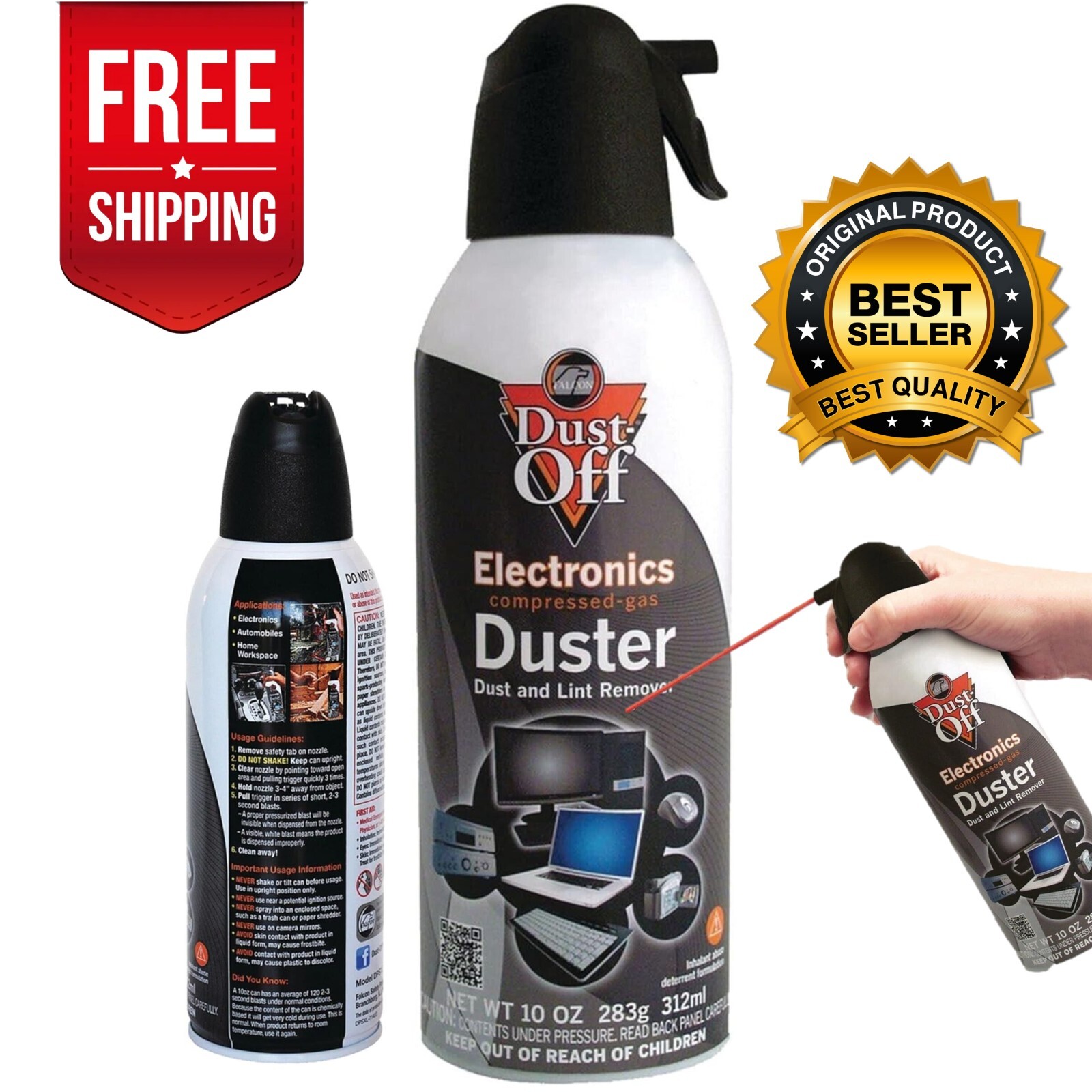 Dust Off Spray Pack 1 10 oz Electronics Compressed Canned Air Duster Falcon eBay