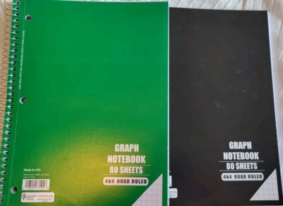 Graph Notebooks, 80 Sheets, 4x4 Quad Ruled,  New, Set Of 2