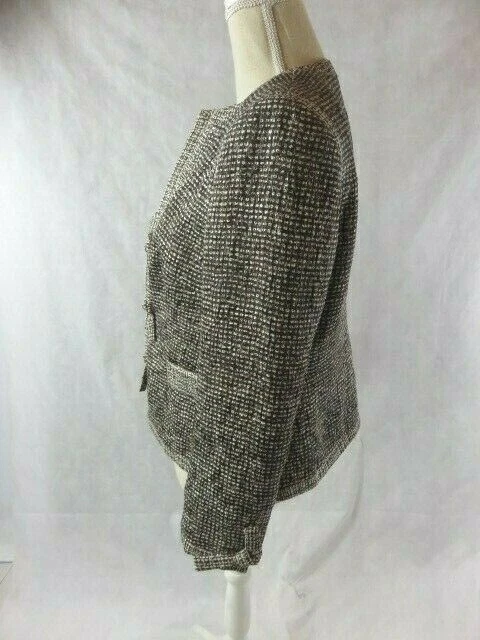 Rena Lange Silk Blend Truffle/Ivory Blazer Jacket Size 12 - Imagem 3 de 4