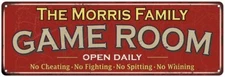 The Morris Family Personalized Red Game Room Metal Sign 106180038378