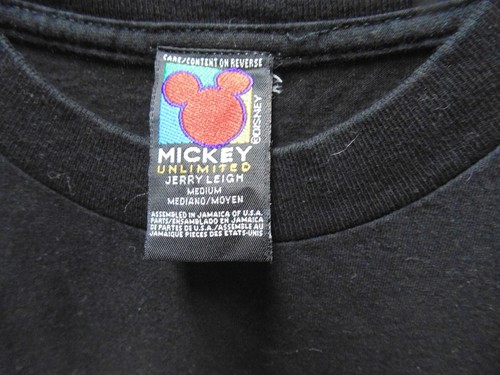 Vtg 90s Disney Mickey & Minnie Mouse Cheer T Shirt Black Cotton Jerry Leigh SZ M - Picture 4 of 5