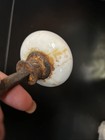 Beautiful Pair Rustic Antique Victorian White Porcelain Door Knobs -  As Is — photo 3