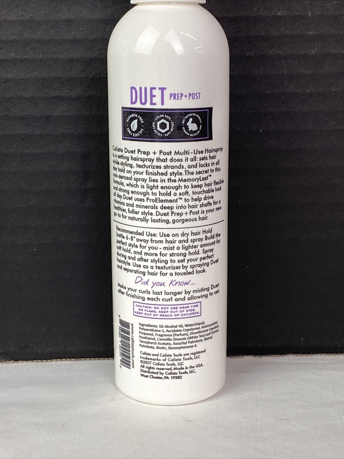 4 PK Calista Duet Prep+Post Multi-Use Hairspray 7.5 Oz Each Volume Texture Hold