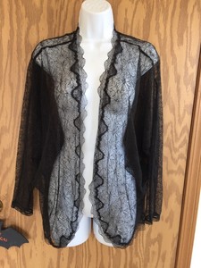 Details About Victorias Secret Lace Sheer Beach Coverup Open Kimono Robe Black Ml Nwot