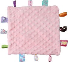 CREVENT Tag Security Blankets for Babies, Soft Small Loveys Crib, Pink