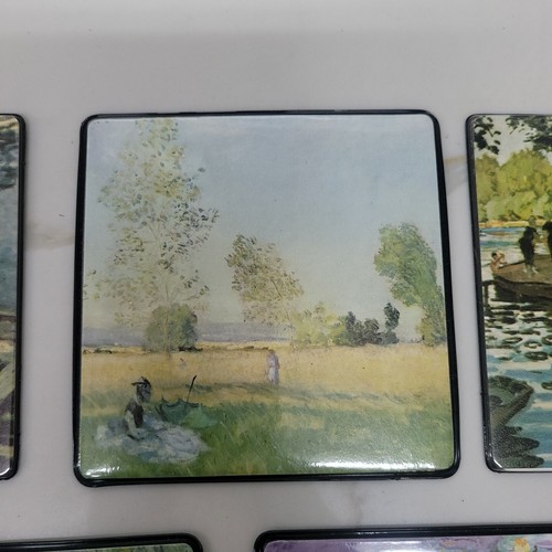 Vintage 4 inch Plastic Coasters River Boat Garden Flowers-Set of 5!! - Picture 3 of 9
