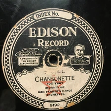 78 RPM EDISON RECORD  Don Parkers Dance  CHANSONETTE STEVENS TRIO Girl 1923