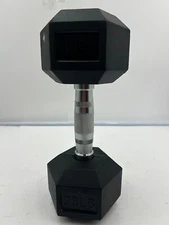 25lbs Rubber Hex Dumbbell, Gym Fitness Strength Training Black / Silver