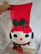 Folk art snowman hanging Xmas decor vintage