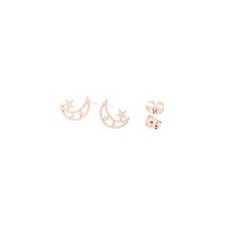 Rose Gold Stainless Steel - Moon Studs - 11mm x 8mm - 2 Pieces 1 Pair - ER001