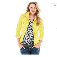 CAbi Field Jacket in Daisy Spring Yellow Floral Style 5160 Size Medium