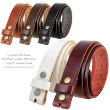 BS100 Genuine Full Grain One Piece Leather 1-1/8"(30mm) Wide Dress Belt Strap