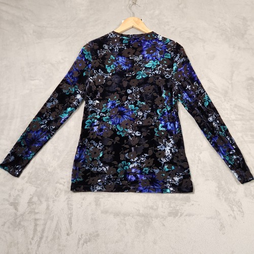 Fella Hamilton Women's TOP Size 8 BLUE FLORAL Long SLEEVE STRETCH BLOUSE - Picture 10 of 11