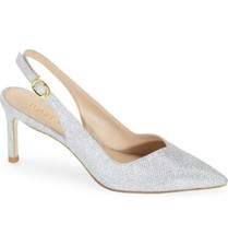  475 STUART WEITZMAN Edith Pointed Toe Pump CRYSTAL SLINGBACK HEEL 6.5 DA11 