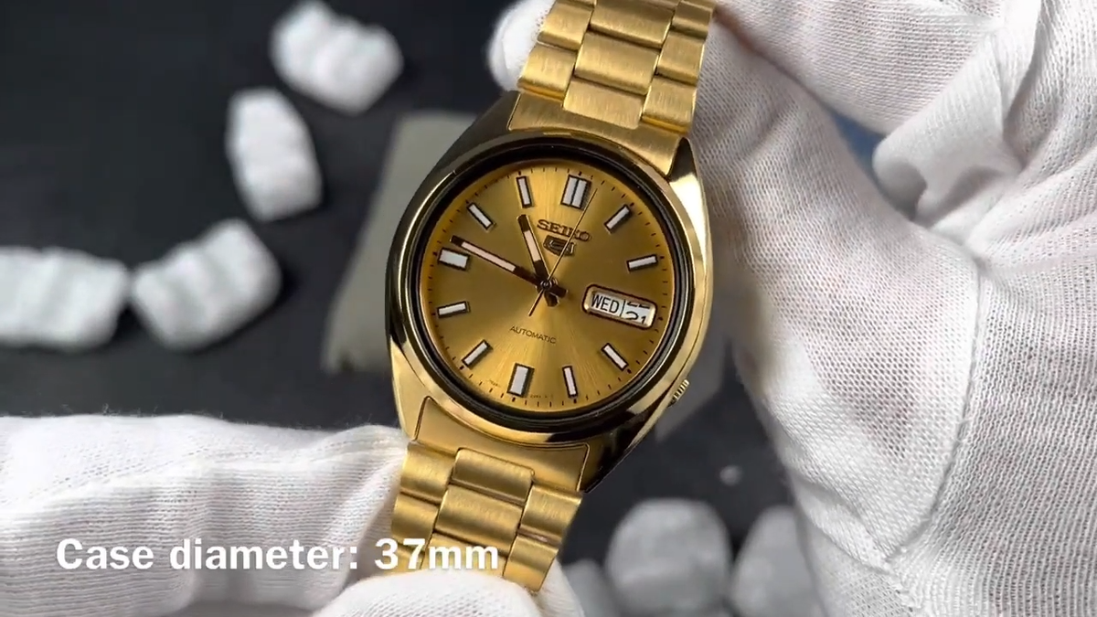 新品　セイコー５ 自動巻き アナログ 3針 ステンレス ゴールド SNXS80K Seiko 5 Automatic Gold Dial Case Band SNXS80K1 Stainless Steel