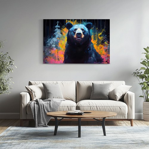 Black Bear Oil Painting Print Framed Canvas Wall Art Decor Wildlife Animals - Picture 9 of 13