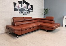 Glanz braunes Echtleder Ecksofa 278x193 Echt Leder Sofa Couch mit Bettfunktion