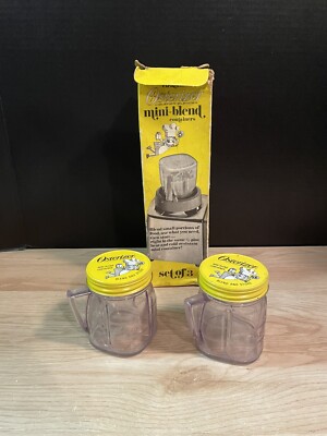 Vintage OSTERIZER Blender Mini Blend Storage Containers Lot Of 2  8oz Plastic