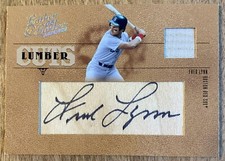 Fred Lynn 05 Donruss Leather Lumber Auto Game Used Bat Signed Red Sox Card /96