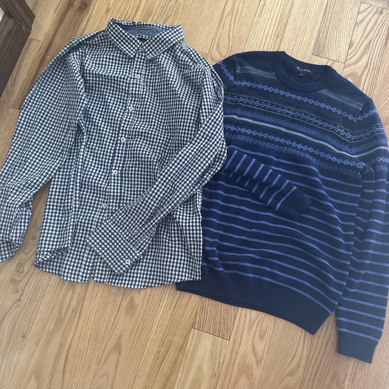 Boys Brooks Brothers sweater And Ben Sherman Button Up Blue EUC Large 