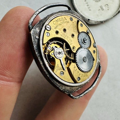 RARE Military Watch OMEGA CUSHION TRENCH Cal. 26.5 Silver 0,925 Swiss Vtg REPAIR - Picture 13 of 19