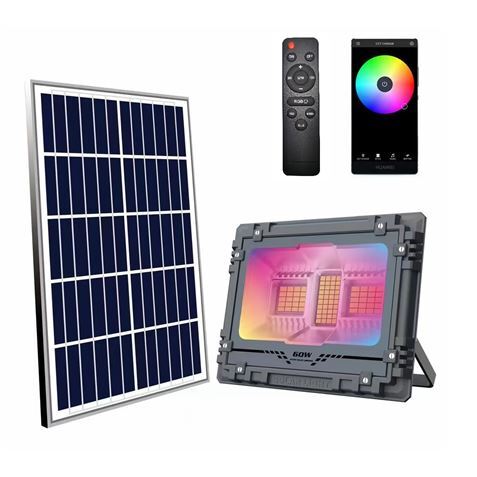 Elbat Solar Focol LED RGB 60W - 515LM - Bluetooth - Batteria 5V/6Ah - Remoto Con